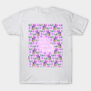 Oh Youre Sweet Macaron Dreams Watercolour Purple White T-Shirt